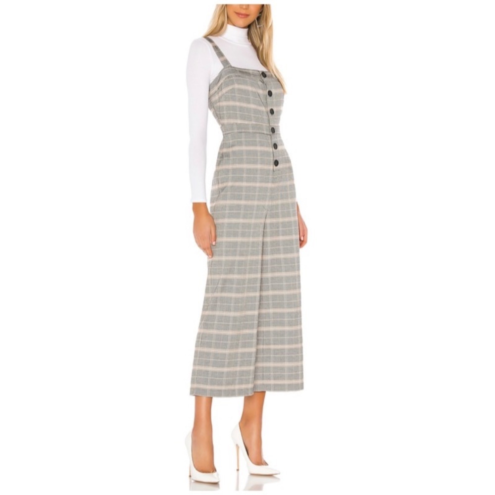 WOMENS WILLA CHECKED BUTTON FRONT CROPPED JUMPSUIT - Picture 2 of 15